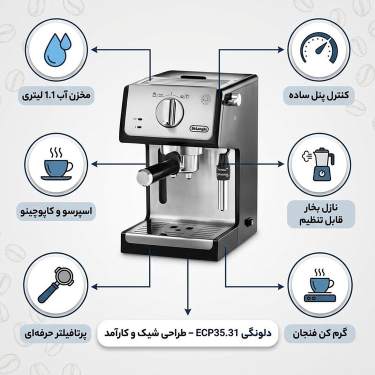 اسپرسو ساز 1.1 لیتری دلونگی مدل ECP35.31