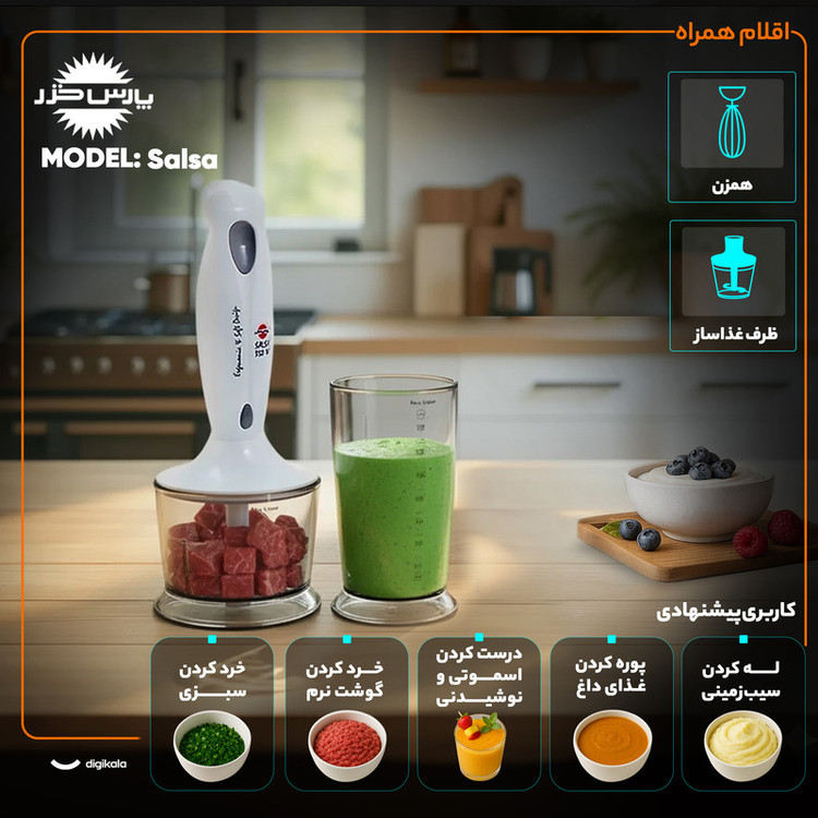 گوشت کوب برقی چندکاره 350 وات پارس خزر مدل Salsa
